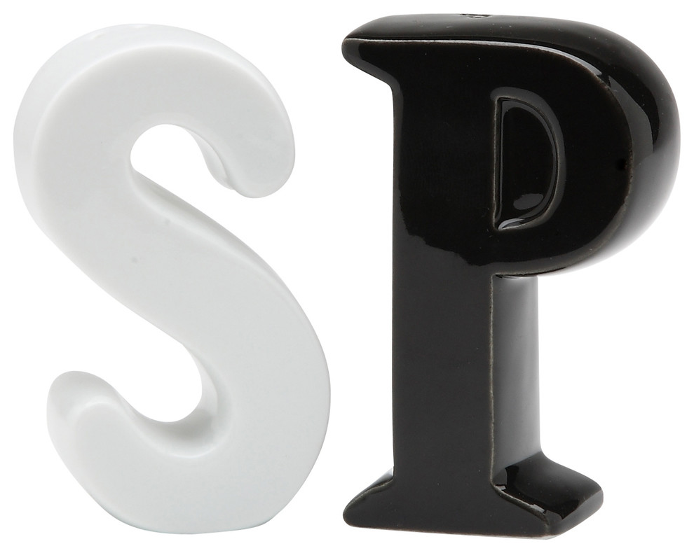 Letter Salt and Pepper Shakers, Set of 2 Contemporary Salt And Pepper Shakers And Mills by