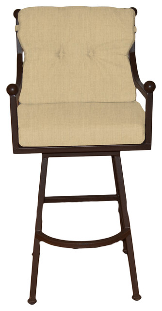 Mykonos Grande Swivel Bar stool, Tresco Linen, 30" Bar Height