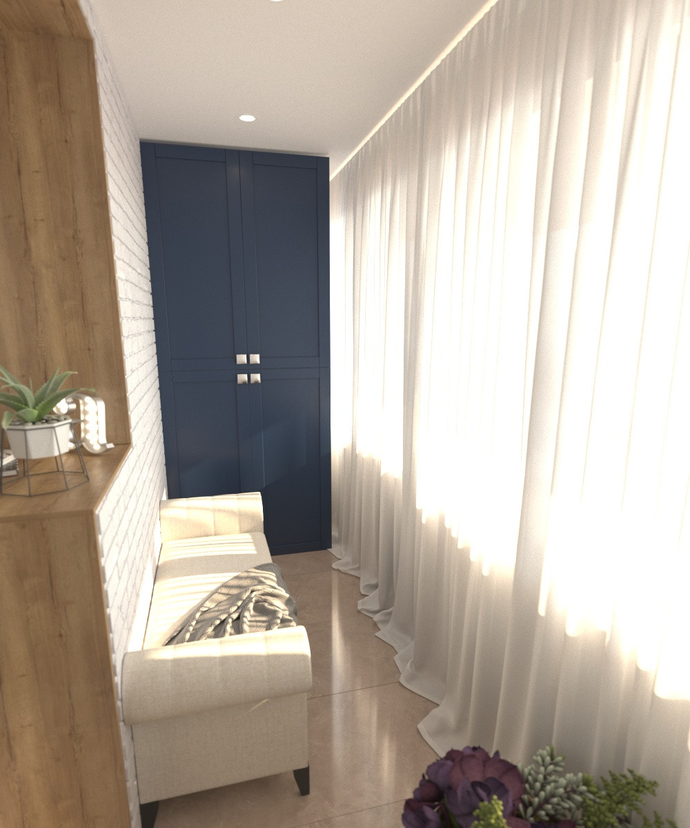 Дизайн Гостиной- кухни, совмещенный с лоджией