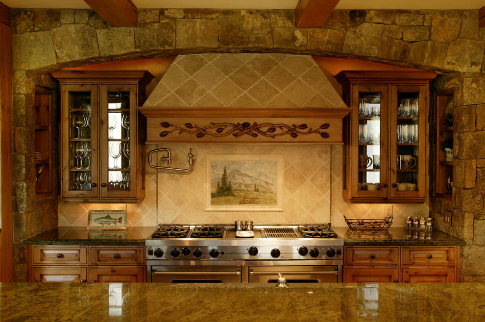 Example of a mountain style kitchen design in Seattle