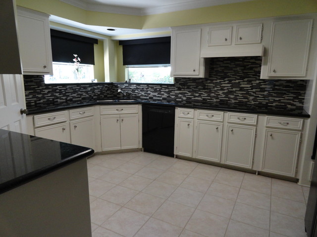 Kitchen Glass Mosaic Tile Floor Tile Paint Before And After