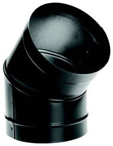 7" Dura-Black 24-Ga Welded Black Stovepipe 45 Deg Sectioned Nonadjustable Elbow