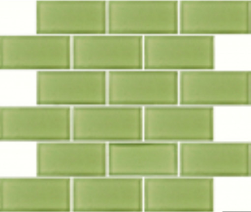Mint Green Subway Mosaic Glass Tile, Chip Size: 2"x4", Set of 50