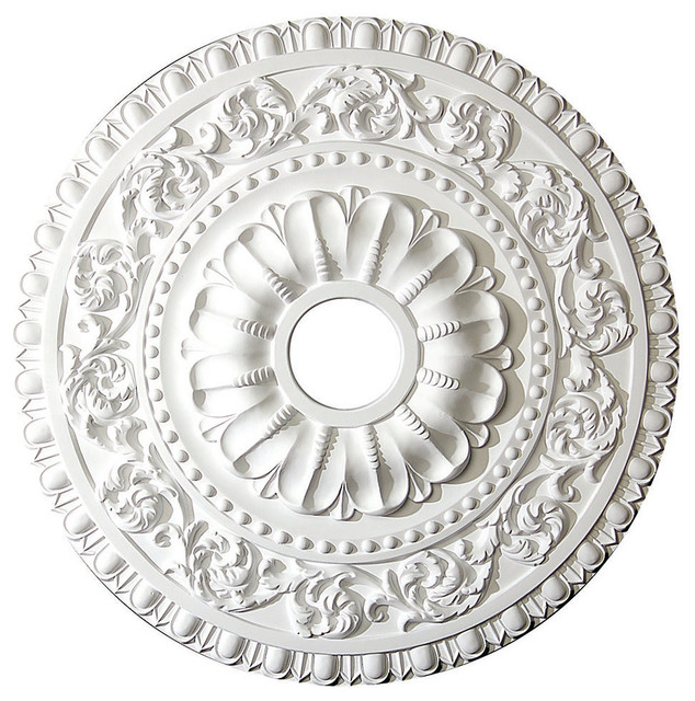 Ceiling Medallion 24 Inch White Polyurethane large round f/ Light fixture canopy 