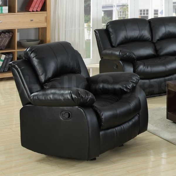 Knightsbridge Black Leather Recliner 3 + 2 Seater Sofa