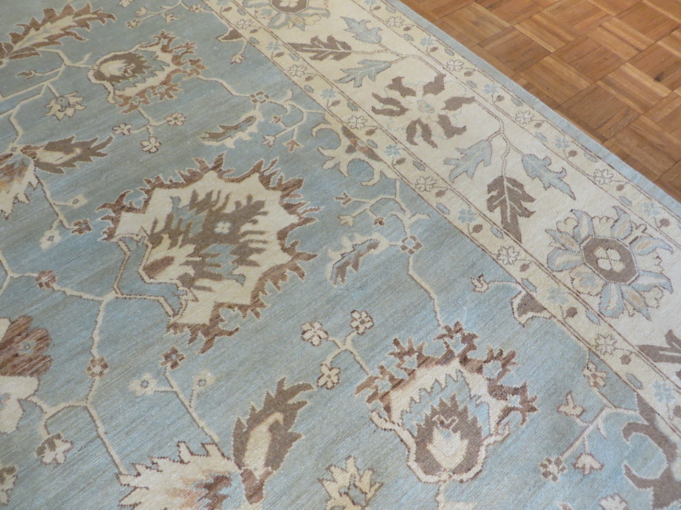 HandKnotted Light Blue Fine Oushak Vegetable Dyes Oriental Rug, 9x12