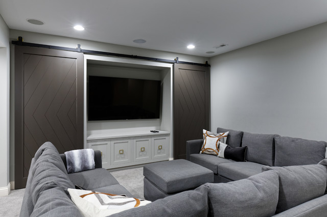 Fun for All Basement Remodel transitional-home-theater
