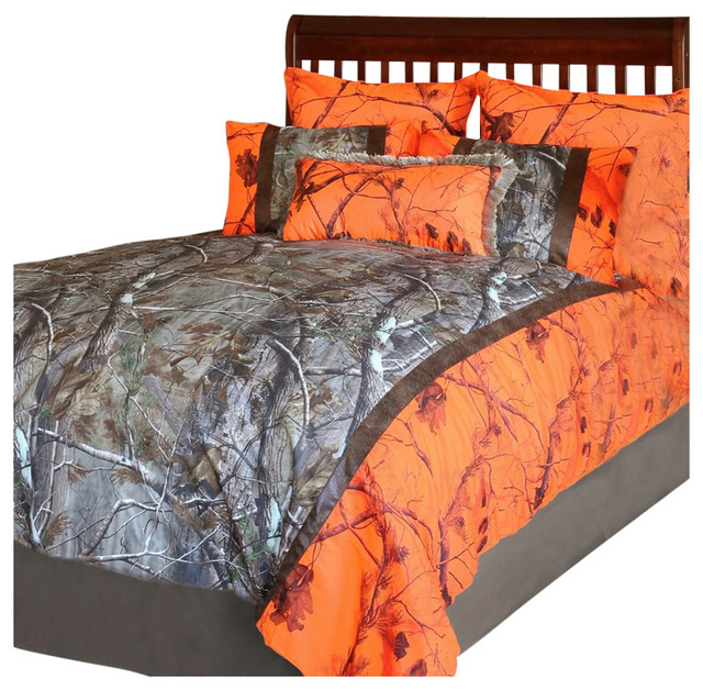 Realtree All Purpose Blaze Bedding Set, Twin Size Orange Camo Bedding
