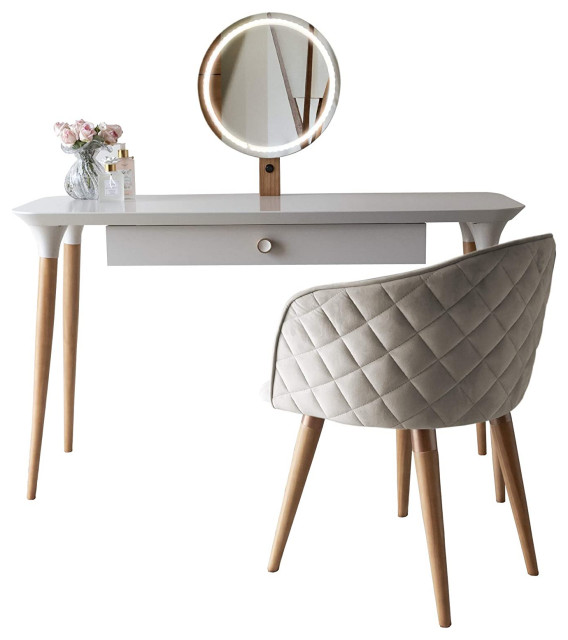 round mirror vanity table