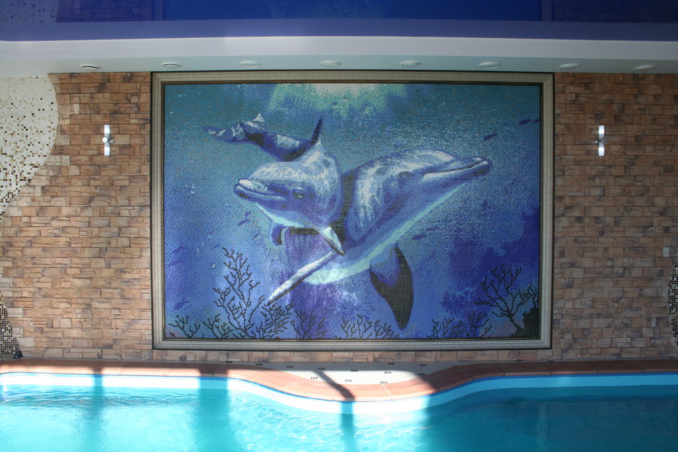 Панно из мозаики "Дельфины"