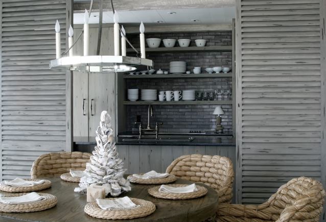 Inspiration for a beach style dining room in Miami.