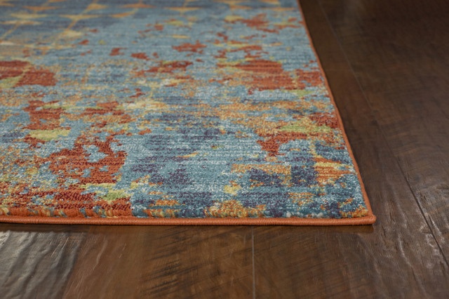 Illusions 6208 Blue/Coral Elements Rug, 7'10"x10'10"