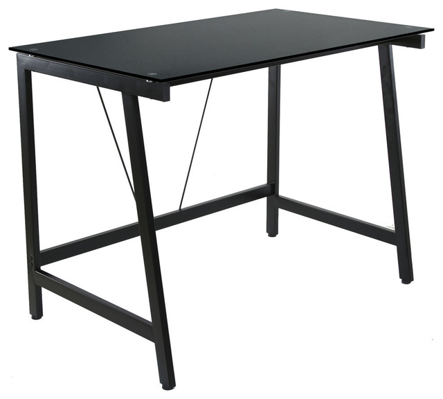 OneSpace Contemporary Glass Writing Desk With Steel Frame ...