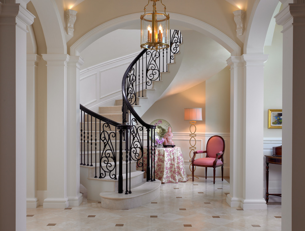 Inspiration for a transitional staircase.