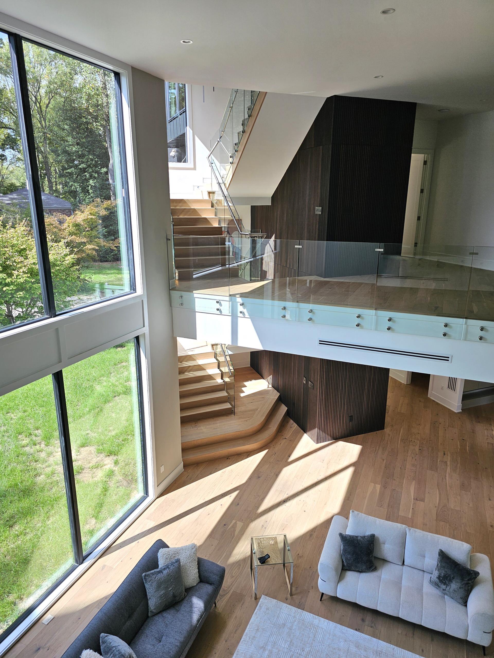 129_White Oak Slanted Riser Modern Stair, Mclean, VA 22102