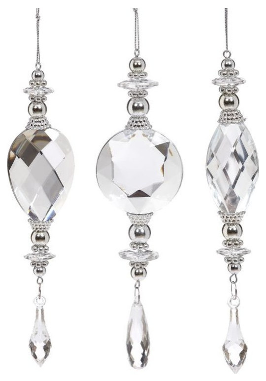 Mark Roberts 2021 Clear Diamond Ornament 7", Assortment of 3
