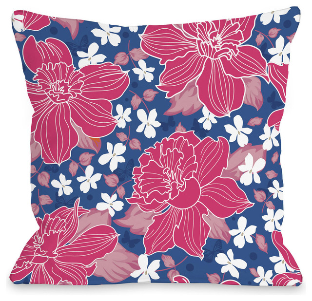 Exotic Flowers Outdoor Throw Pillow By Onebellacasa