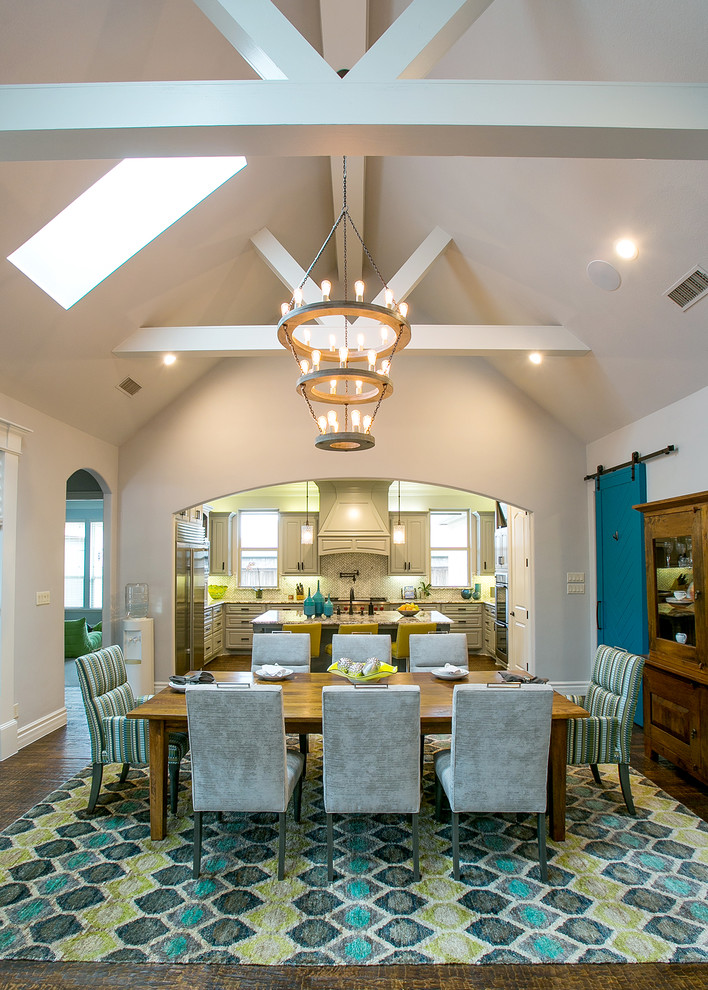 Example of a transitional dining room design in Dallas