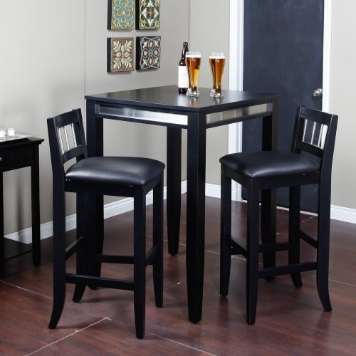 The Manhattan Pub Table Set with Stainless Steel Accents ...