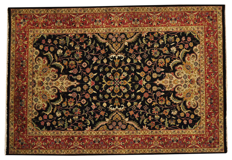Kashan Revival Floral Design 100% Wool, Hand-Knotted Oriental Rug