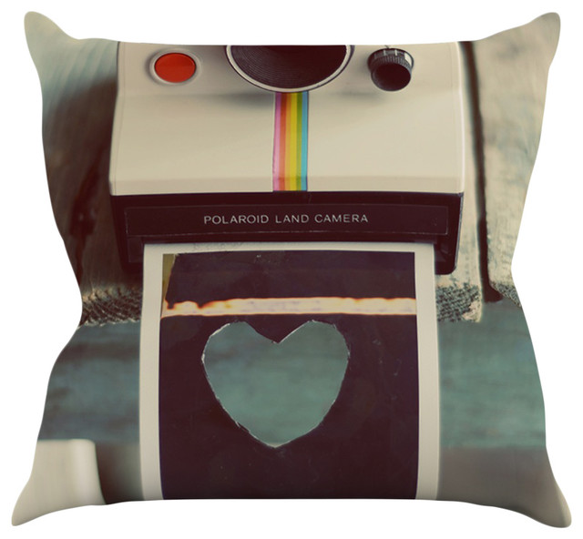 Cristina Mitchell "Polaroid Love" Teal Camera Throw Pillow, 16"x16"