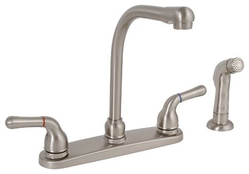 Sanibel Lead-Free Two-Handle Kitchen Faucet with Matching Spray, Brushed Nickel