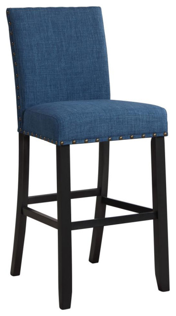 Furniture Crispin Solid Wood 29 Barstool - Marine Blue (Set of 2 ...