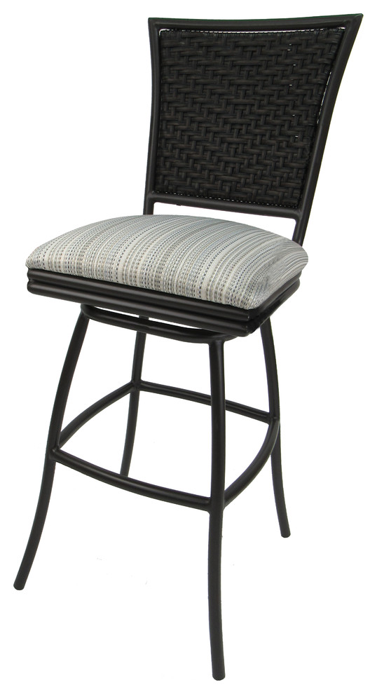 Outdoor Patio Extra Tall Spectator Swivel Armless Bar Stool, Erin, 35