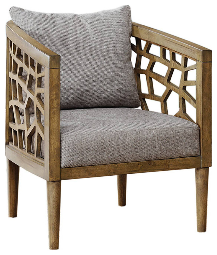 INK+IVY Crackle Lounge Wood Accent Chair, Light Grey