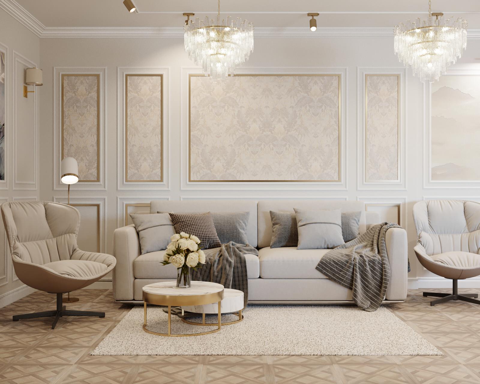 5. Calm classic. Кухня-гостиная