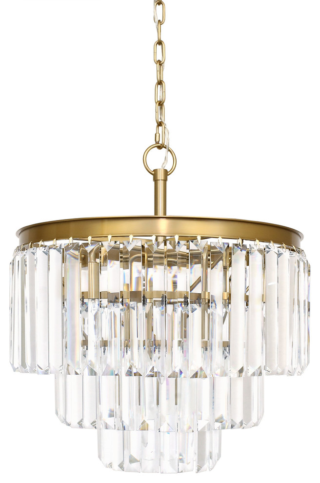 Francis 19" Round x 22"High Gold Chandelier With Crystal Contemporary