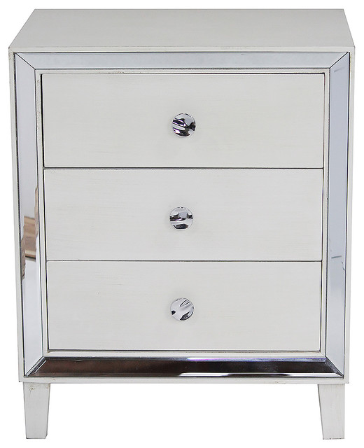 Avery 3 Drawer Accent Cabinet With Mirror Accents Antique White Avery 3 Drawer Accent Cabinet With Mirror Accents Antique White Contemporary Chests And Cabinets By Heather Ann Creations