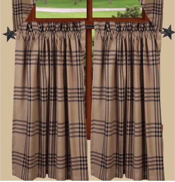 Chesterfield Check 36 Inch Curtain Tiers Red Or Black Farmhouse