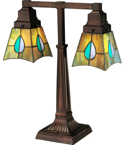 19.5H Mackintosh Leaf 2 Light Desk Lamp