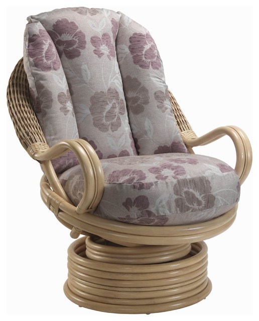 Harlow Rattan Swivel Rocking Chair With Oscar Fl Cushions