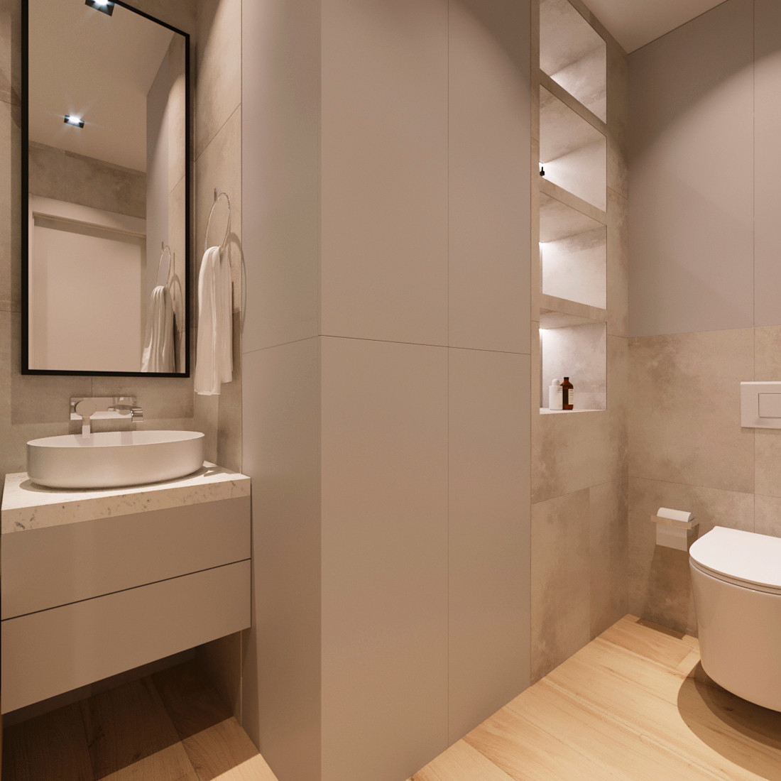 Ванная комната в теплой гамме