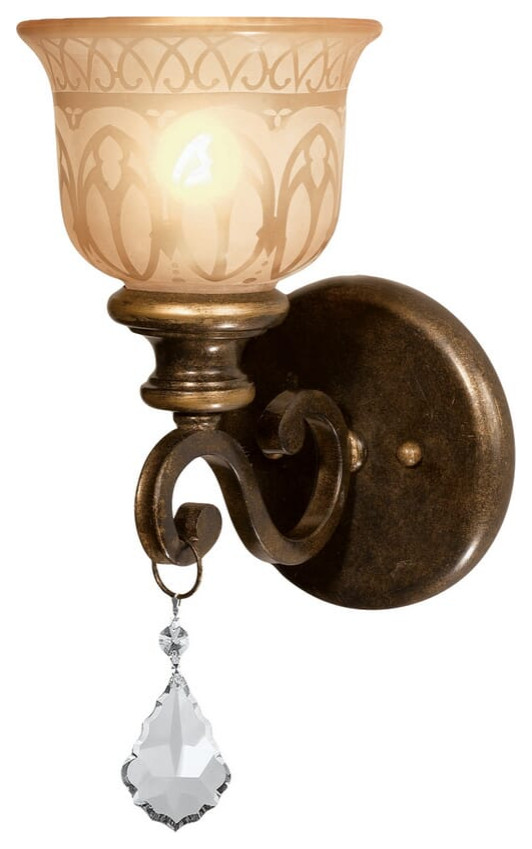Norwalk 14" Wall Sconce in Bronze Umber with Clear Hand Cut Crystals