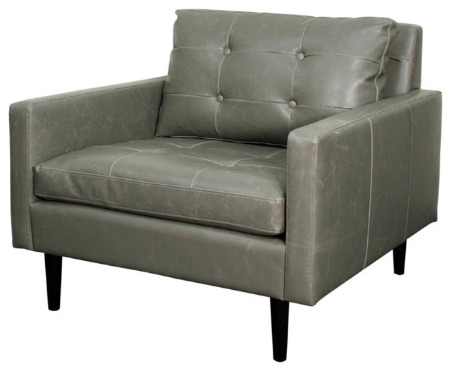 Ritchie Bonded Leather Armchair, Gray Leather Club Chair