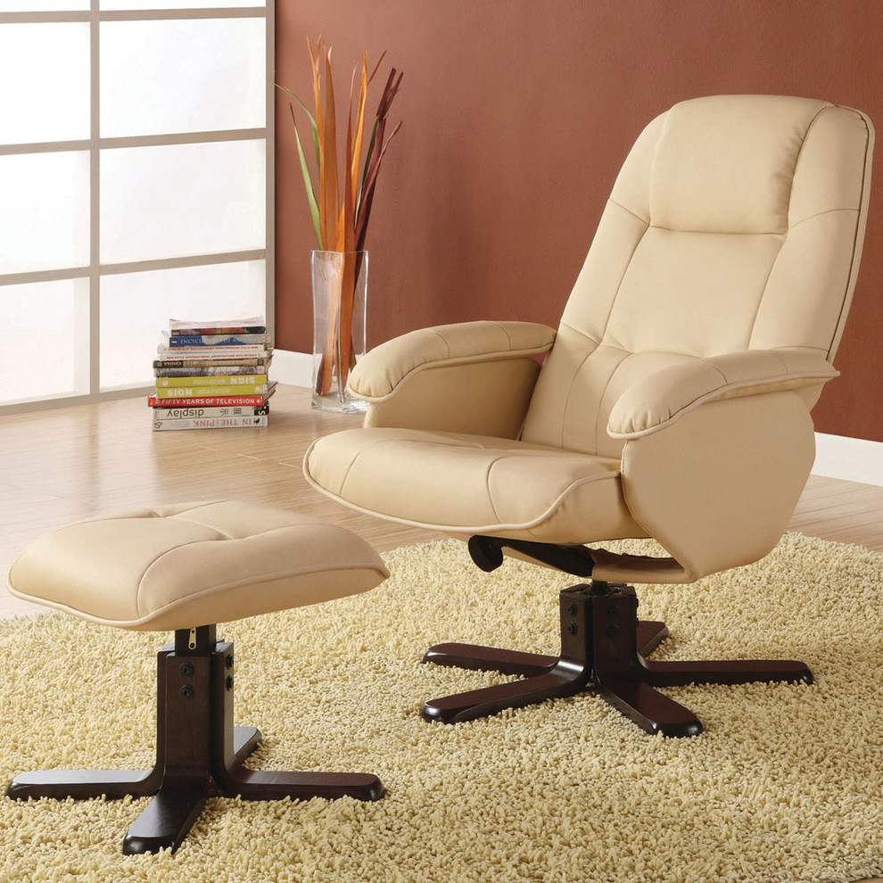 600141 Recliner With Ottoman - Ivory