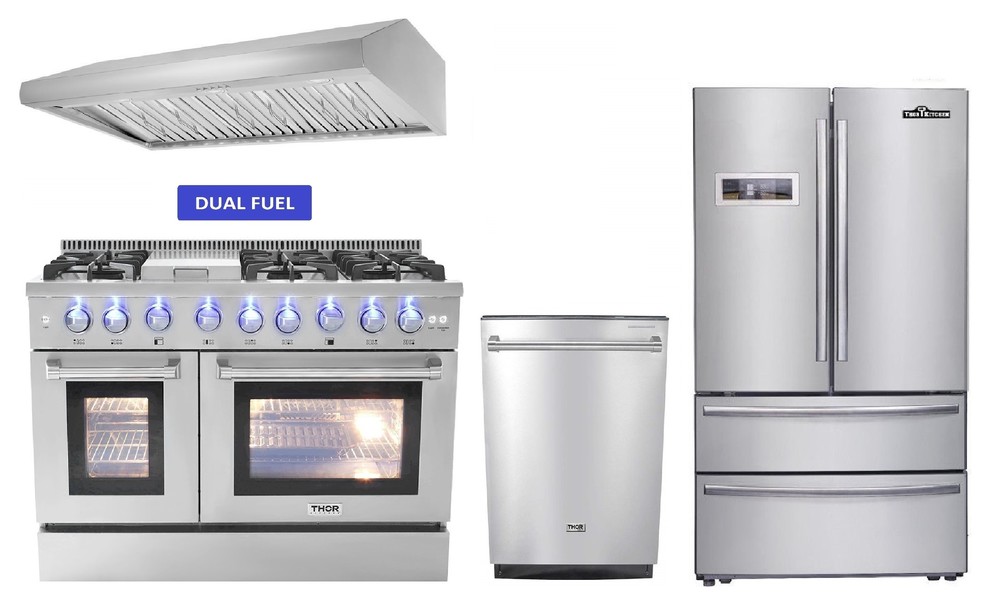 48" Dual Fuel Range Thor Kitchen 4 Pkg Bundle Contemporary