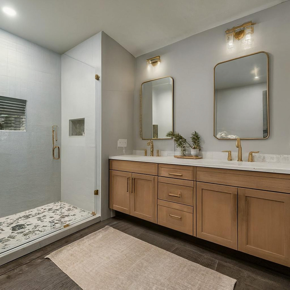 Encino Bathroom Remodel With Double Vanity & Walk-In Shower ...