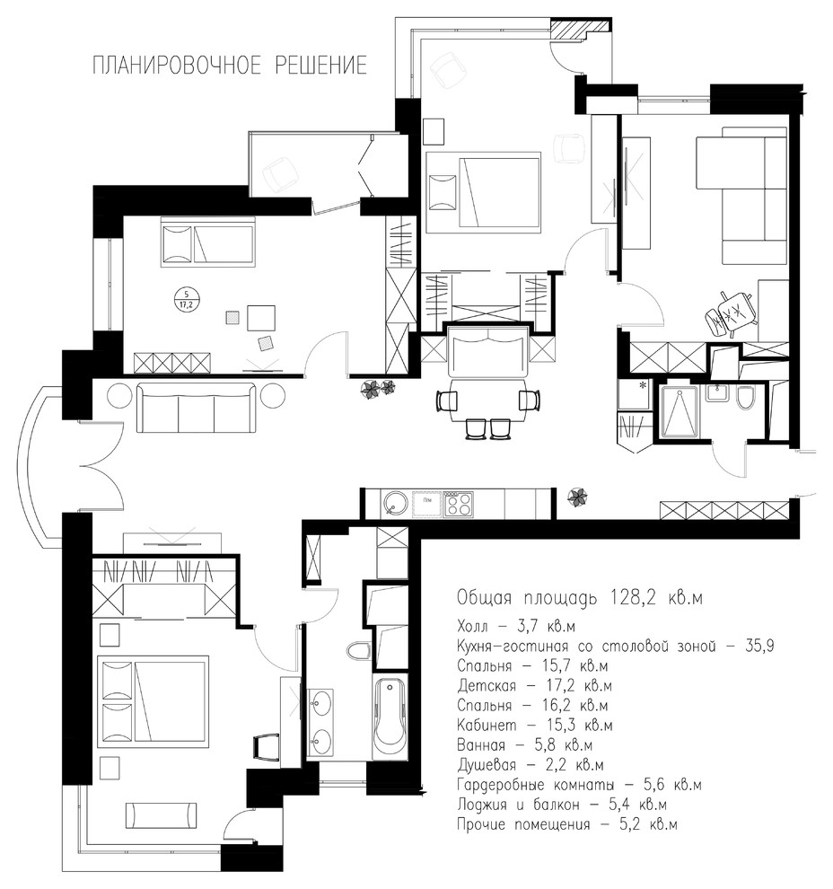 Квартира для большой семьи. Циолковского 7