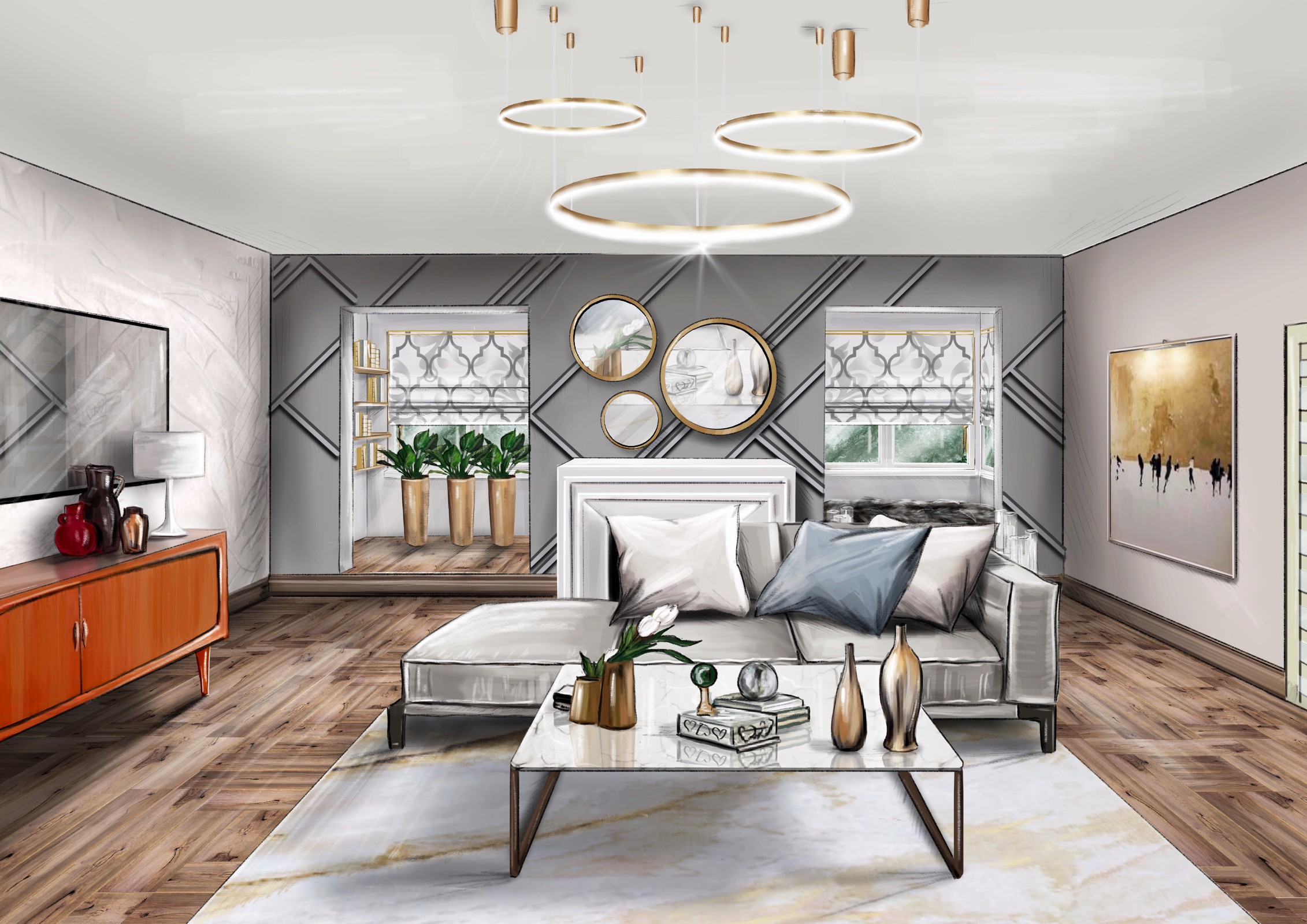 Дизайн решение гостиной-кухни