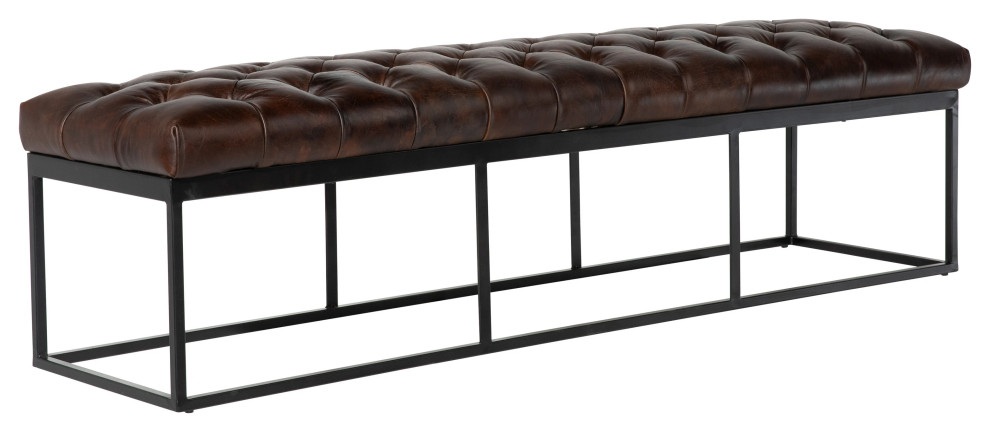 Michale Tufted Leather Bench - Industrial - Upholstered Benches - by  HedgeApple | Houzz