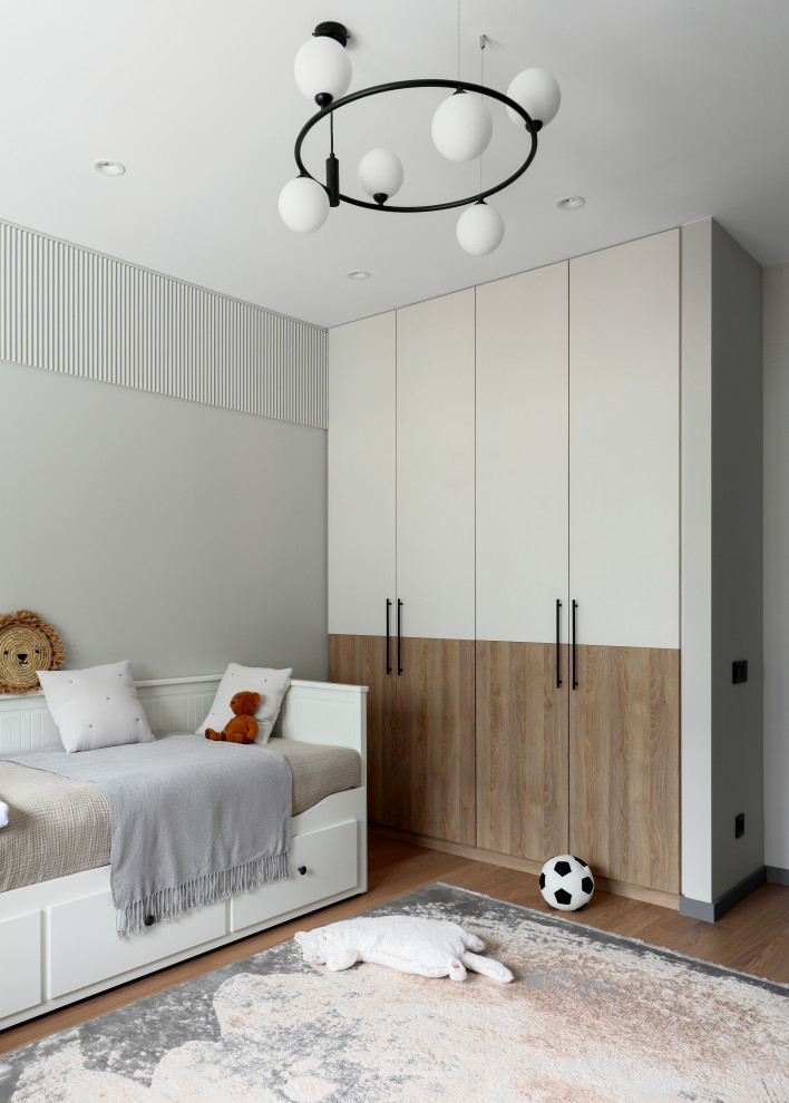 Квартира с синей кухней и детской комнатой