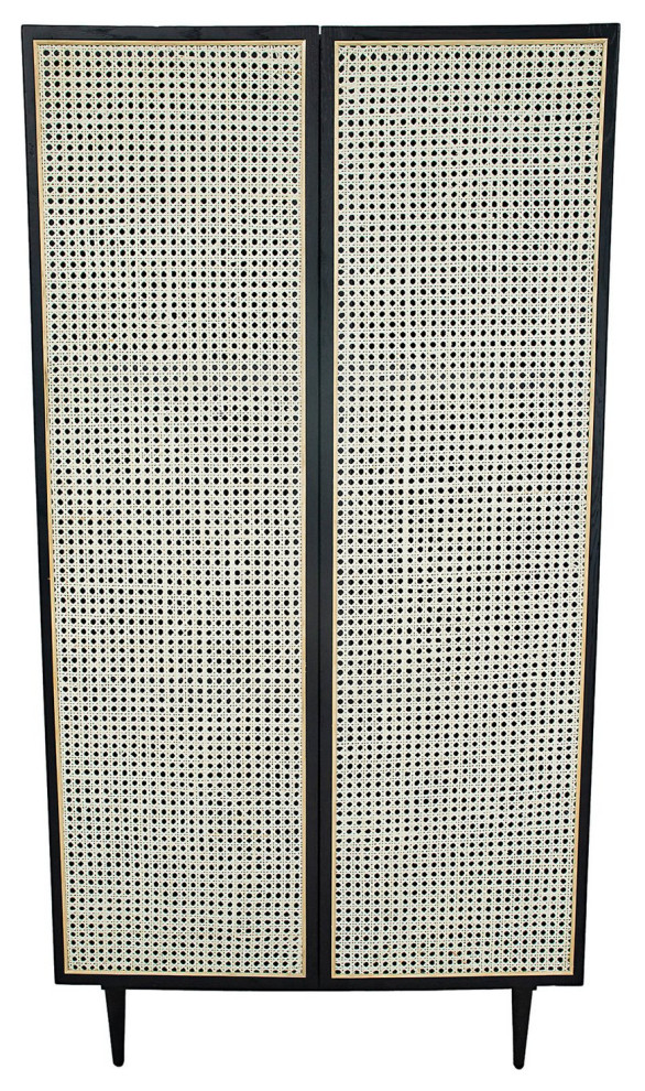 Cane Bookcase With Full Doors Tropical Bookcases by First of a