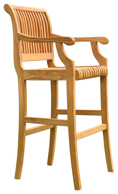 Teak Outdoor Giva Bar Arm Chair, Teak Outdoor Counter Stools