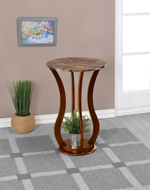Coaster Round Marble Top Plant Stand Transitional Plant Stands And