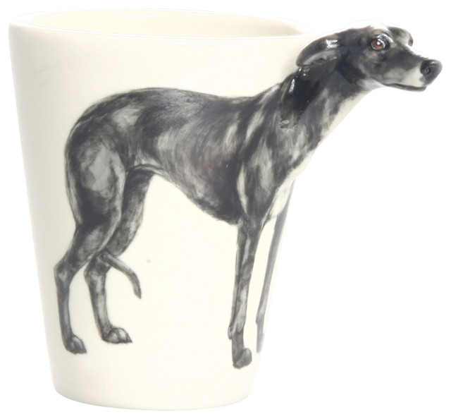 Greyhound 3D Ceramic Mug, Black