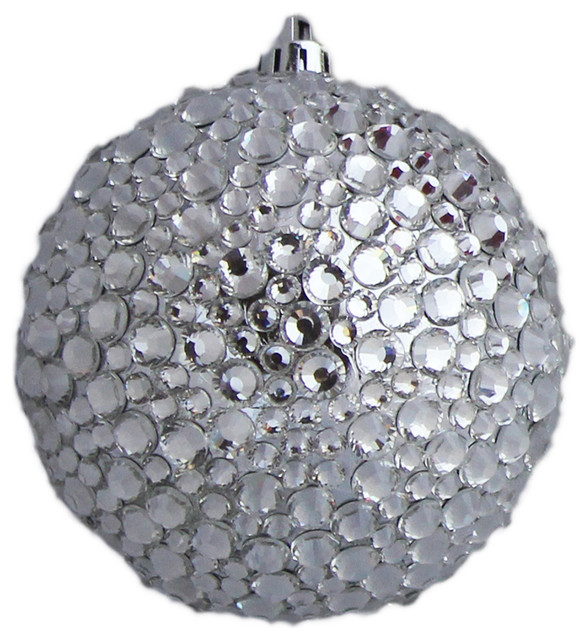 Rhinestone Christmas Tree Ornament, Silver-Small